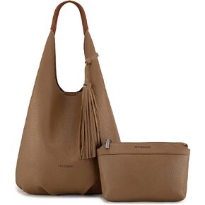 Montana West Hobo Bags for Women Slouchy Handbags 2PCS Tassels Shoulder Bag with Comestic Bag