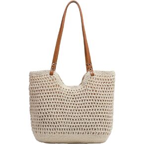 Large Capacity Crochet Knitted Summer Tote, Woven Beach Shoulder Bag, Bohemian Hollow Purses for Shopping Vacation
