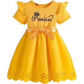 Girls Dress Casual Tutu Adjustable Waist Princess Party Dress for Everyday Play, Birthday and School Events