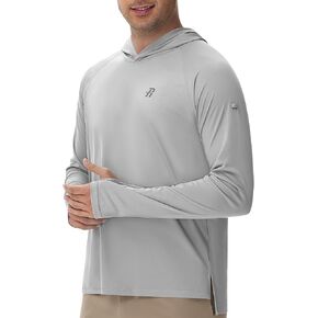 Runhit UPF 50+ Fishing Shirts for Men, Long Sleeve Sun Protection Lightweight Hoodie, UV Hiking Running Rash Guard