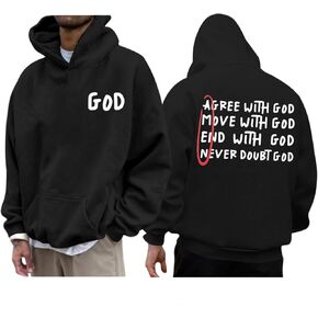 Christian Hoodies for Men Inspirational God Sweatshirts Faith Jesus Hoodie Vintage Bible Verse Graphic Pullover