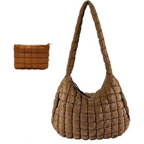 UKAYCCI Women Large Quilted Tote Bag Lightweight Quilted Carryall GYM Bag Soft Puffy Crossbody Bag Hobo Handbags Wallet
