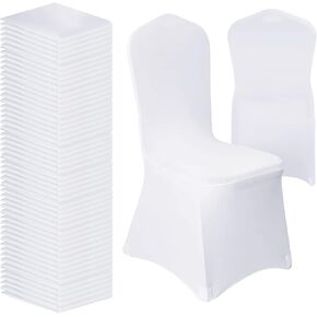 VEDEDE 30PCS WHITE Stretch Chair Cover ، أغلفة كرسي للحفلات الزفاف ، واقي تغطية كرسي ملعب عالمي للحفلات ، والمآدب ، والفندق （White 30pcs）