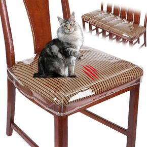 6 Pack Plastic Chair Covers for Dining Chair, Clear Chair Seat Cover Plastic Covers, PVC Seat Chair Protector, Waterproof Kitty Scratch Resistant Clear Seat Covers for Most 19"- 21" Chair
