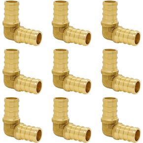 Hoashing 16 قطعة 3/4 بوصة 90 درجة الكوع PEX تركيب وصلات تجعيد نحاسية صلبة لخرطوم أنابيب PEX