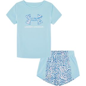 Under Armour girls Girls Short Sleeve Shirt and Shorts Set, Durable Stretch and Lightweight