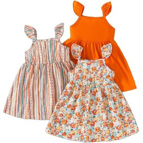 Girls Dresses Girls Dress 3-Pack Summer Casual Party Print Skater Dress Sundress