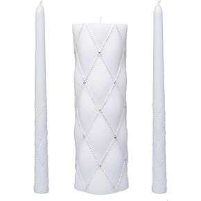 Hosley 11.5-Inch Unity Candles for Wedding - Cream Wedding Unity Candle Set with 1 Pillar and 2 Taper Candles - Ideal Wedding Candles for Special Events, Emergency Lighting, Reiki Spa