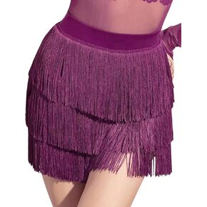 FEOYA Latin Dance Skirts for Women Tassel Skirt Bodycon Mini Skirt 3 Layer Fringe Skirts