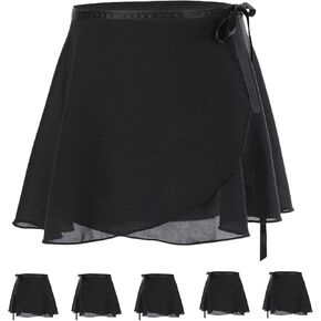 5pcs Ballet Skirts Women, Black Ballet Skirt Girls, Short Wrap Skirt, Dance Outfits for Women and Girls, 5Pack, One Size