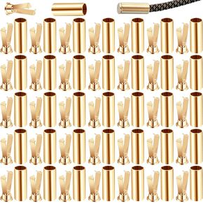 OIIKI 36 Sets Shoelace Ends Tips, Gold Alloy Shoelace Head, Cylindrical Metal Aglets Ends Cords, Shoelace Replacement Head for Repairing Designing Shoes, Jackets