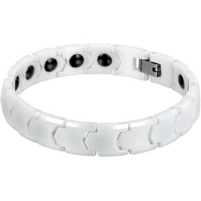 OIDEA Mens Bracelet Gift for Dad Father - 13MM Wide Watch Band Stainless Steel Link Bracelet Two-Tone White Ceramic Bracelet Jewelry with Gift Box, 8.1Inch