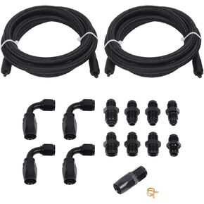 LokoCar AN6 Power Steering Pump Hose Fitting Kit Return to Reservoir Hose Kit for Pump Mount Reservoir Compatible with LS Swap LS1 LS3