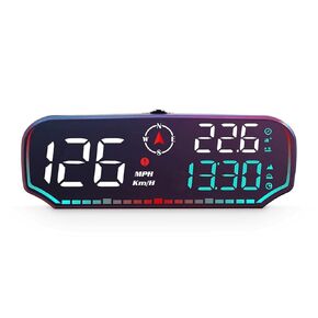 G14 Car HUD GPS Digital Speedometer - Real - Time mph Display with Overspeed & Fatigue Alarm, Compass, Altitude Readout - Universal Fit for All Cars