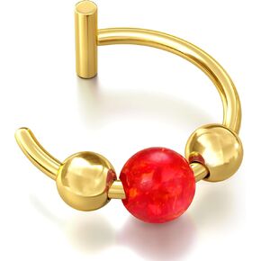 UBGICIG OPAL FAPE FASE RING 20G - RING RING RING 14K GOLD FAUX FAUX للنساء PIHTISTES BIRCINGS GRAY/PINK/Blue/RED/PREAPLE/GRAPE