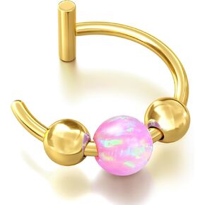 UBGICIG OPAL FAPE FASE RING 20G - RING RING RING 14K GOLD FAUX FAUX للنساء PIHTISTES BIRCINGS GRAY/PINK/Blue/RED/PREAPLE/GRAPE in Kuwait