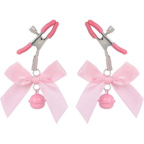 Nipple Clamp Bow Bells Nipple Clamp Clip for Women Adjustable Stainless Steel Non Piercing Body Clips for Decorative Clip Faux Body Jewelry