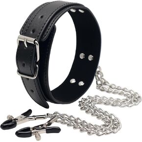 Nipple Clamps with Chain necklace Body Ring Non-Piercing Adjustable Body Chain Choker Faux Body Jewelry for Men Women