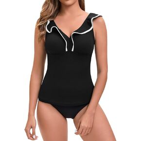 WOWENY Tankini Tops for Women Ruffle Swimwear Top Only Bathing Suit Tops Swim Shirts No Bottom