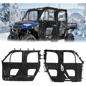 KEMIMOTO Soft Cab Enclosure Compatible with Polaris Ranger XP 1000 Crew 2019-2025, 2 Zipper Upper Doors Tear-Resistant PVC Oxford Fabric, Rolling Window, Side by Side Accessories
