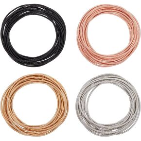 UNICRAFTALE 60pcs 4 Colors Guitar String Bracelets 2.3 inch Flexible Steel Wire Layered Bracelet Minimalist Stretch Bracelets Stackable Wearing Wrap Bracelet Jewelry Gift in Kuwait