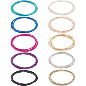 UNICRAFTALE 60pcs 4 Colors Guitar String Bracelets 2.3 inch Flexible Steel Wire Layered Bracelet Minimalist Stretch Bracelets Stackable Wearing Wrap Bracelet Jewelry Gift