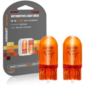 Alkorey-T20 W21W 7440 لمبات الإشارة ، 2100K AMBER 12V 21W 7440NA مصباح كهربائي ، مصابيح مصغرة للسيارة ، مثالية لوقوف السيارات ، 2 عبوة
