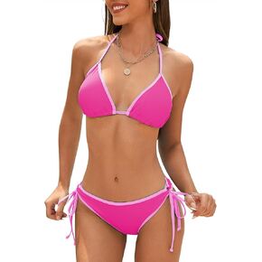 American Trends Women String Triangle Bikini Set Swimsuit Two Piece Bathing Suit Cheeky Swim Suit Swimwear