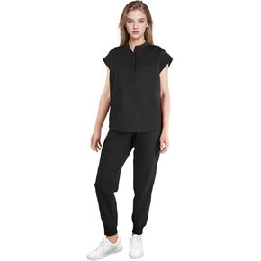 Scrubs for Women Set Nurse Uniform, Mandarin Collar Scrub Top & Jogger Pant, 8 Pockets, Yoga Waistband, 4 Way Stretch