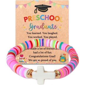 Graduation Bracelet 2025, Kindergarten Preschool Graduation Gifts Cross Bracelet for Girls Her