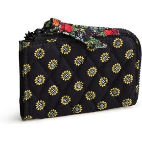 Vera Bradley Premium Cotton Zip Card Pouch, Vibrant Black