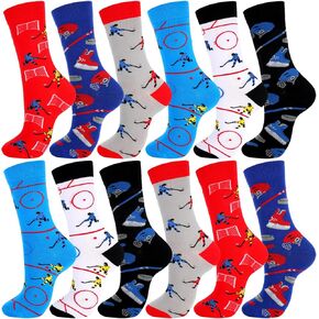 12 Pairs of Soccer Baseball Hockey Basketball Softball Socks Novelty Socks Sports Novelty Gifts(Medium,Hockey)