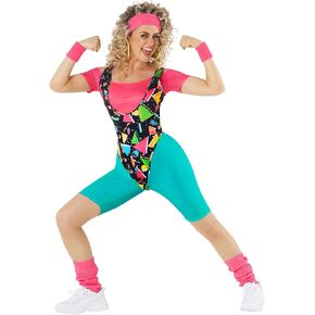 Morph 80s Workout Outfit for Women 90s Retro Workout Outfits 80 s Aerobics Outfit Halloween Costume for Womens