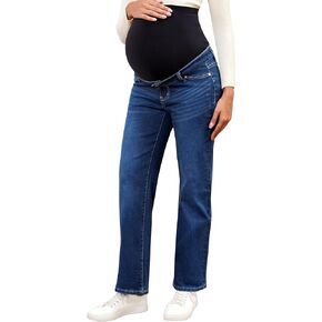 OVRUNS Maternity Jeans Wide Leg Denim Maternity Pants Stretchy Over Belly Pregnancy Pants for Women
