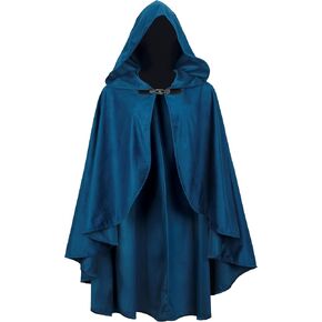 Renaissance Hooded Cloak Medieval Hooded Cloak Short with Curve Adult Men Women Men Halloween Medieval Costume