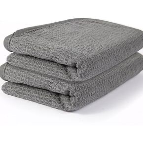 2 Pack Microfiber Car Towels,Car Drying Towel 22Inx32In,Waffle Weave with Reinforced Edges,Super Absorbent & Scratch-Free Cleaning Cloth for Auto Detailing,Home,Glass,Kitchen (Grey)