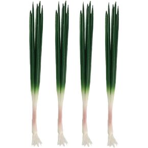 Kopida 4 Pcs Artificial Green Onions Simulation Scallions Fake Vegetable Model PU Lifelike Vegetable Ornament for Home Kitchen Party Decor Photography Props