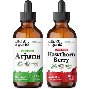 Wild & Organic Arjuna Tincture 4 fl oz & Hawthorn Berry Tincture 4 fl oz