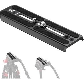 NEEWER 501PL لوحة ترايبود سريعة الإصدار متوافقة مع Manfrotto MVH500AH MVH502AH، لوحة تركيب كاميرا ممتدة 6.3 بوصة/16 ​​سم مع براغي 1/4 بوصة 3/8 بوصة، ودبوس مضاد للإيقاف لرؤوس السوائل GM001 GM002 GM006، QR6