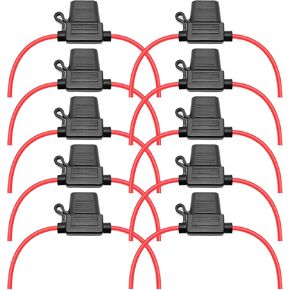 VANTRONIK Waterproof Inline Fuse Holder 10 Pack for ATO ATC Medium Blade Fuse in Vehicle/Boat/RV/Tractor,14 Gauge AWG Wire, 10 Inches Long