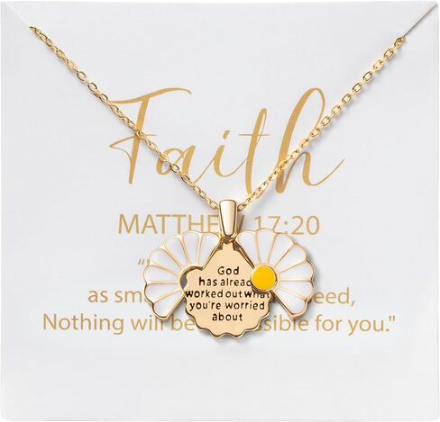 PANTIDE Christian Daisy Locket Necklace for Women - God Has Already Worked Out What You're Worried About Engraved Religious Necklace Inspirational Stainless Steel Jewelry Birthday Gift in Kuwait