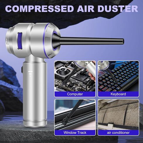 Handheld Car Vacuum Portable Cordless - 18000PA High Power with Brushless Motor, 4-in-1 Air Duster, Blower, Pump & Rechargeable Mini Vacuum for Car, Home, Office (Silver Grey+Blue) in Saudi Arabia