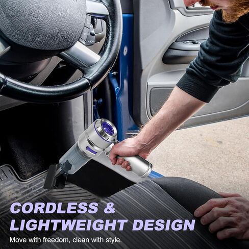 Handheld Car Vacuum Portable Cordless - 18000PA High Power with Brushless Motor, 4-in-1 Air Duster, Blower, Pump & Rechargeable Mini Vacuum for Car, Home, Office (Silver Grey+Blue) in Saudi Arabia