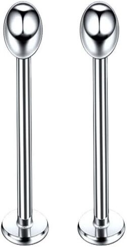 316L Surgical Steel Tongue Labret Cheek Dimple Face Ring Piercing Retainer 16 Gauge 14-19mm in Saudi Arabia