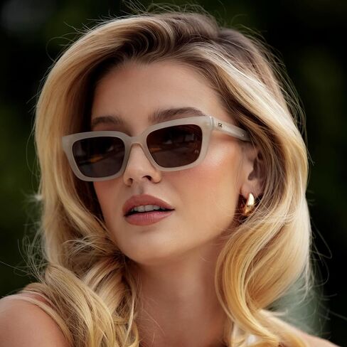 WearMe Pro - Women's Polarized Rectangular Sunglasses, Narrow Acetate Frame, Durable 5-Barrel Hinges, Hand-Polished Finish in Saudi Arabia