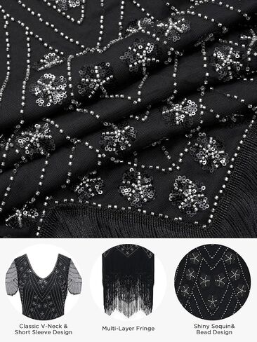 YESSA Flapper Dresses for Women,Short Sleeve 1920s Dresses Great Gatsby Dresses for Women Roaring 20s Costumes Outfits in Saudi Arabia