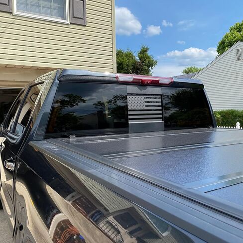 for 2019-2024 Chevy Silverado GMC Sierra Chevrolet Colorado, Rear Middle Window American Flag Decals, Matte Black USA Flag Decal for Truck Back Window in Kuwait