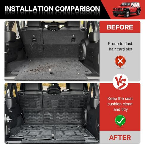 Cargo Liner with Seat Back Cover Fit for 2018-2025 Jeep Wrangler JL Unlimited 4 Door 4X4, Cargo Mat TPE Seat Back Protector for 2024 Jeep Wrangler JL/JLU Accessories(Cargo Mat+ Backrest Mats) in Saudi Arabia