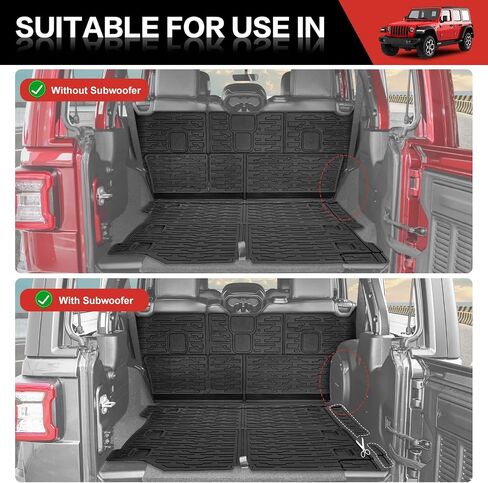 Cargo Liner with Seat Back Cover Fit for 2018-2025 Jeep Wrangler JL Unlimited 4 Door 4X4, Cargo Mat TPE Seat Back Protector for 2024 Jeep Wrangler JL/JLU Accessories(Cargo Mat+ Backrest Mats) in Saudi Arabia
