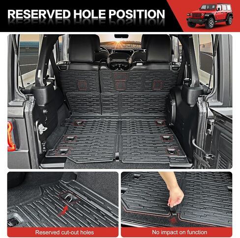 Cargo Liner with Seat Back Cover Fit for 2018-2025 Jeep Wrangler JL Unlimited 4 Door 4X4, Cargo Mat TPE Seat Back Protector for 2024 Jeep Wrangler JL/JLU Accessories(Cargo Mat+ Backrest Mats) in Saudi Arabia